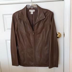 Brown lamb skin leather buttery soft jacket